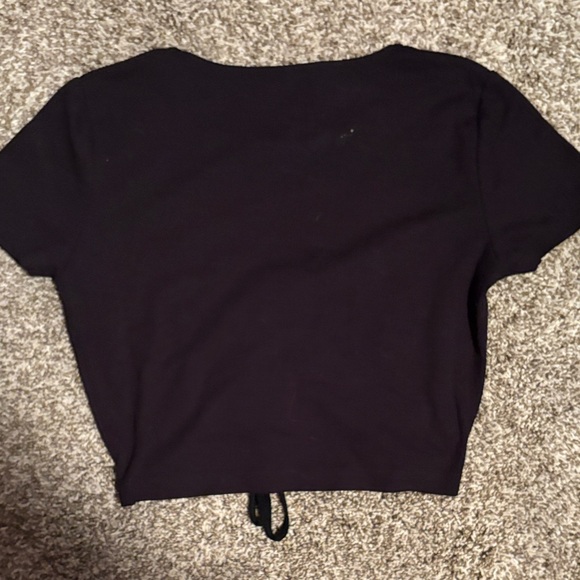 MINKPINK Black Ruched Short Sleeve Crop Top - Picture 5 of 5